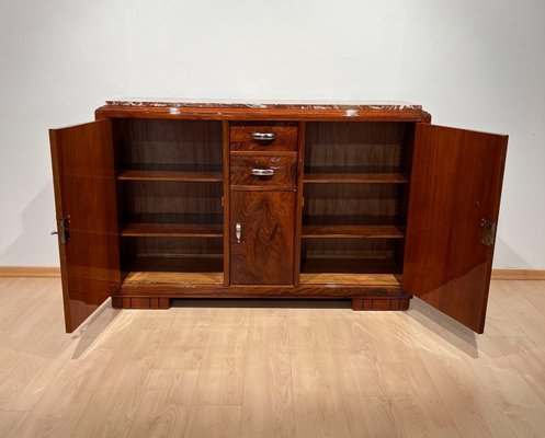 Art Deco Sideboard in Walnut, Lacquer & Nickel, France, 1930s-NNB-1720211