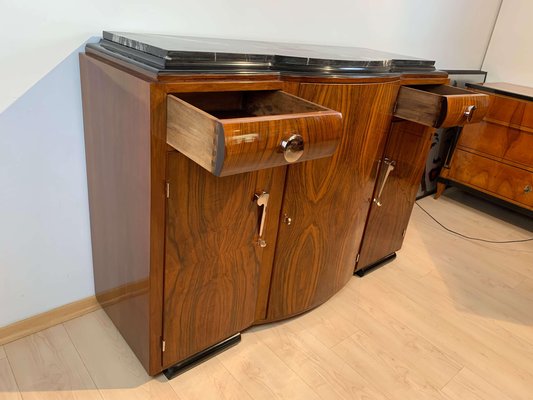 Art Deco Sideboard, Walnut Veneer, Nickel Fittings, France, circa 1930-NNB-1073192