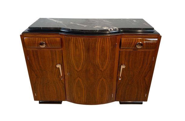 Art Deco Sideboard, Walnut Veneer, Nickel Fittings, France, circa 1930-NNB-1073192