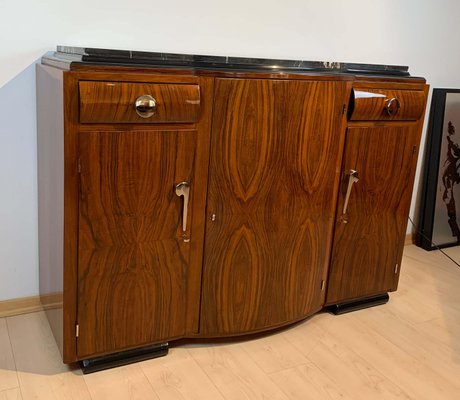 Art Deco Sideboard, Walnut Veneer, Nickel Fittings, France, circa 1930-NNB-1073192