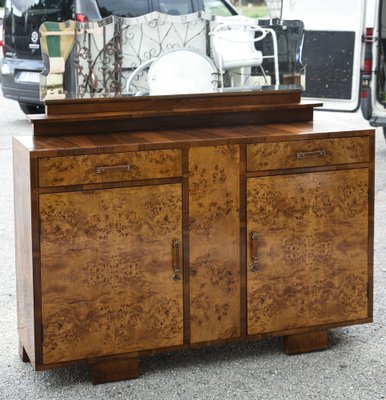 Art Deco Sideboard with Hanging Mirror in Poplar Root, Italy-RAQ-1030464