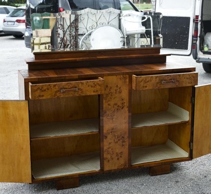 Art Deco Sideboard with Hanging Mirror in Poplar Root, Italy-RAQ-1030464