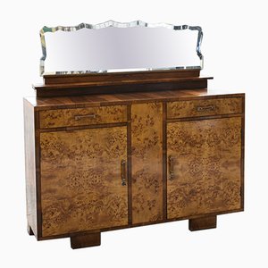 Art Deco Sideboard with Hanging Mirror in Poplar Root, Italy-RAQ-1030464