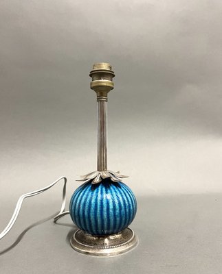 Art Deco Silver and Ceramic Table Lamp-EK-1795506