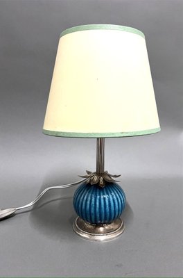 Art Deco Silver and Ceramic Table Lamp-EK-1795506