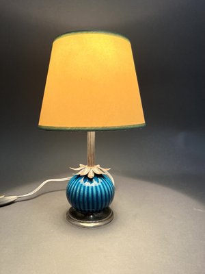 Art Deco Silver and Ceramic Table Lamp-EK-1795506