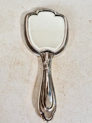 Art Deco Silver Beveled Hand Mirror, France, 1940s-UR-1802502