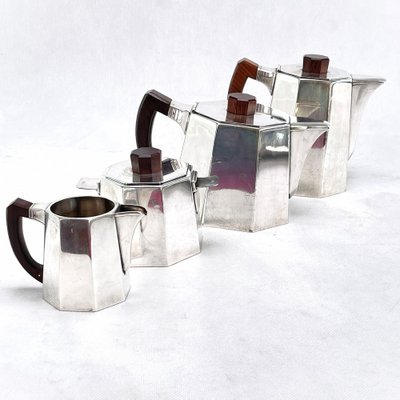 Art Deco Silver-Plated Coffee or Tea Service, 1930s, Set of 5-JUZ-1791200