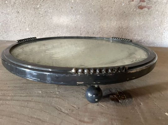 Art Deco Silver Plated Metal & Mirror Tray, 1920s-SDV-857401