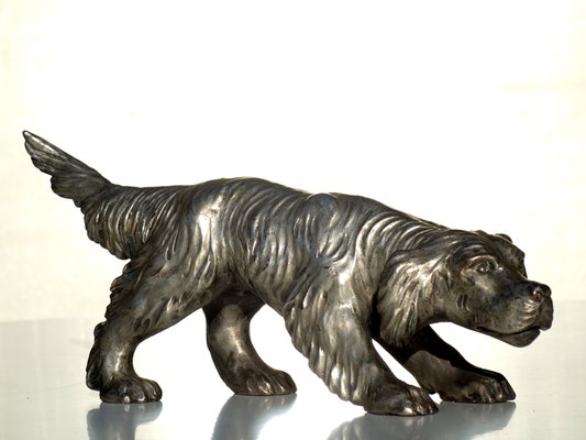 Art Deco Silver Terracotta Setter Dog, 1930s-GKB-1802220