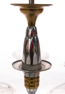 Art Deco Silvered Brass Chandelier from Ezan, 1930s-FSD-583768