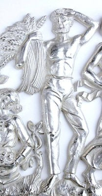 Art Deco Silvered Bronze Wall Sculpture-GUT-2023461