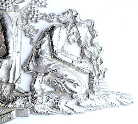 Art Deco Silvered Bronze Wall Sculpture-GUT-2023461