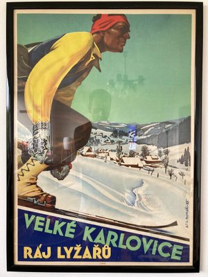 Art Deco Ski Resort Advertising Poster, 1930s-TZ-669185