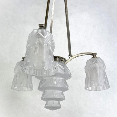 Art Deco Skyscraper Nickel-Plated Hanging Lamp, 1920s-JUZ-1721238