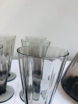 Art Deco Smoked Glass Juice Set, 1920s, Set of 7-RZY-608624