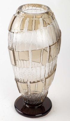 Art Deco Smoked Glass Vase by Charles Schneider-UQL-1334802