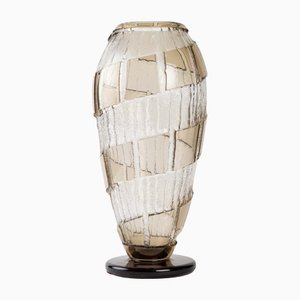 Art Deco Smoked Glass Vase by Charles Schneider-UQL-1334802