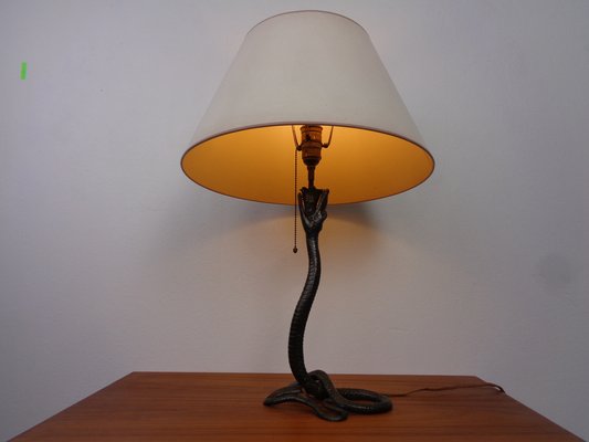 Art Deco Snake Bonze Table Lamp, France, 1920s-RDW-1766111