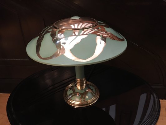 Art Deco Soft Green Brass Table Lamp-LXP-633710