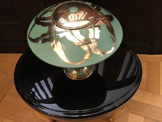 Art Deco Soft Green Brass Table Lamp-LXP-633710