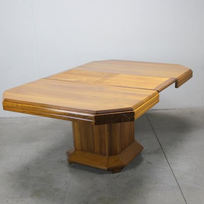 Art Deco Solid Walnut Extendable Dining Table, 1920s-NE-780851