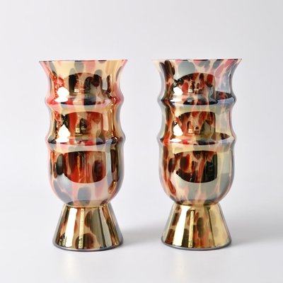 Art Deco Spatter Glass Vases, 1930s, Set of 2-IXK-2020135