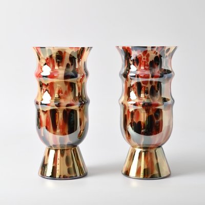 Art Deco Spatter Glass Vases, 1930s, Set of 2-IXK-2020135