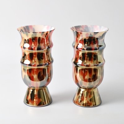 Art Deco Spatter Glass Vases, 1930s, Set of 2-IXK-2020135