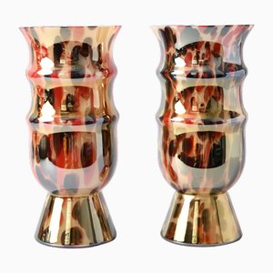 Art Deco Spatter Glass Vases, 1930s, Set of 2-IXK-2020135