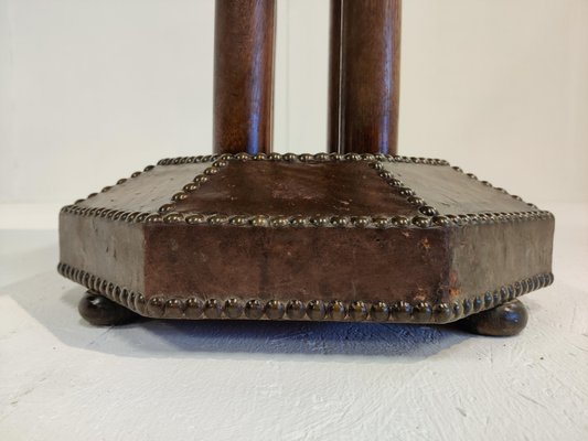 Art Deco Studded Leather Side Table, 1930s-IRH-1116236