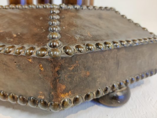 Art Deco Studded Leather Side Table, 1930s-IRH-1116236