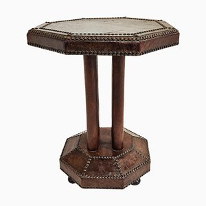 Art Deco Studded Leather Side Table, 1930s-IRH-1116236