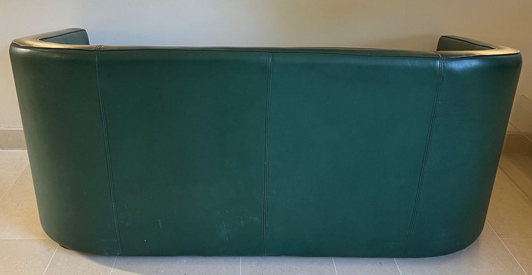 Art Deco Style 3-Seater Sofa in Green Leather, 1980s-BA-1698367