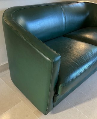 Art Deco Style 3-Seater Sofa in Green Leather, 1980s-BA-1698367