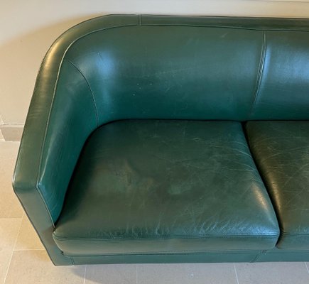 Art Deco Style 3-Seater Sofa in Green Leather, 1980s-BA-1698367