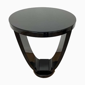 Art Deco Style Bistro Table with Black Piano Lacquer & Lacobel Glass Top-VMP-1234431