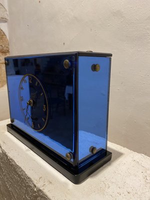 Art Decò Style Blue Crystal Mirror Clock-BAD-1122423