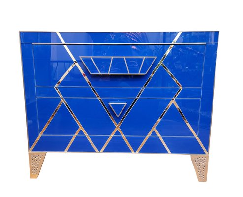 Art Deco Style Blue Glass Commode-NUC-1797184