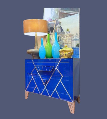 Art Deco Style Blue Glass Commode-NUC-1797184