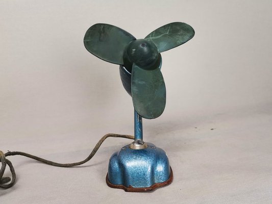 Art Deco Style Blue Metallic Iron Electric Air Fan, 1959-SCS-1765549