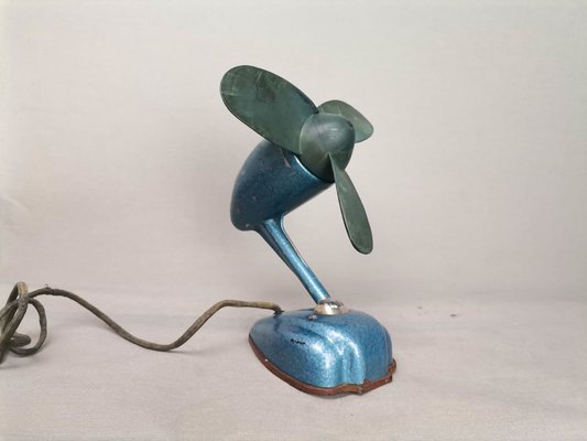 Art Deco Style Blue Metallic Iron Electric Air Fan, 1959-SCS-1765549