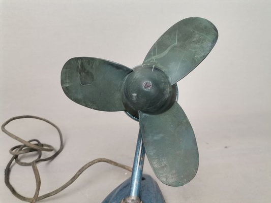 Art Deco Style Blue Metallic Iron Electric Air Fan, 1959-SCS-1765549