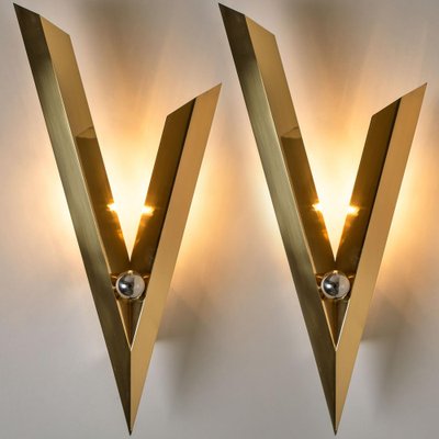 Art Deco Style Brass and Chrome Wall Sconce, 1980s-VDW-1396055