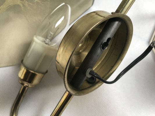 Art Deco Style Brass and Glass Wall Lights, 1960s, Set of 2-WQQ-1386289