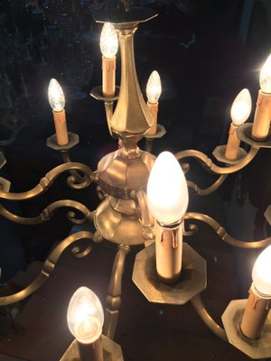 Art Deco Style Brass Chandelier, 1970s-WQQ-587177