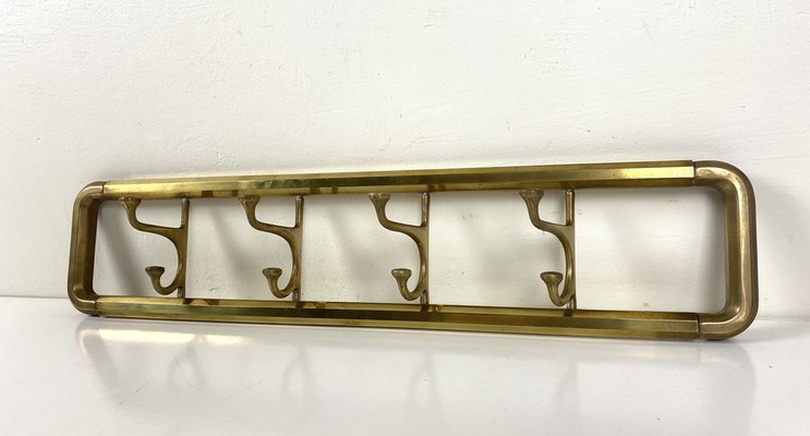 Art Deco Style Brass Coat Rack With Foldable Hooks, Austria, 1940s-WZZ-1274045