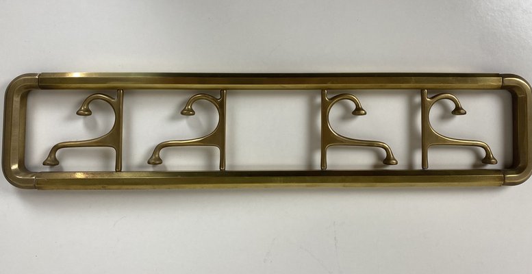 Art Deco Style Brass Coat Rack With Foldable Hooks, Austria, 1940s-WZZ-1274045