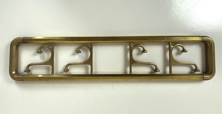 Art Deco Style Brass Coat Rack With Foldable Hooks, Austria, 1940s-WZZ-1274045