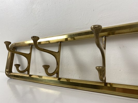 Art Deco Style Brass Coat Rack With Foldable Hooks, Austria, 1940s-WZZ-1274045